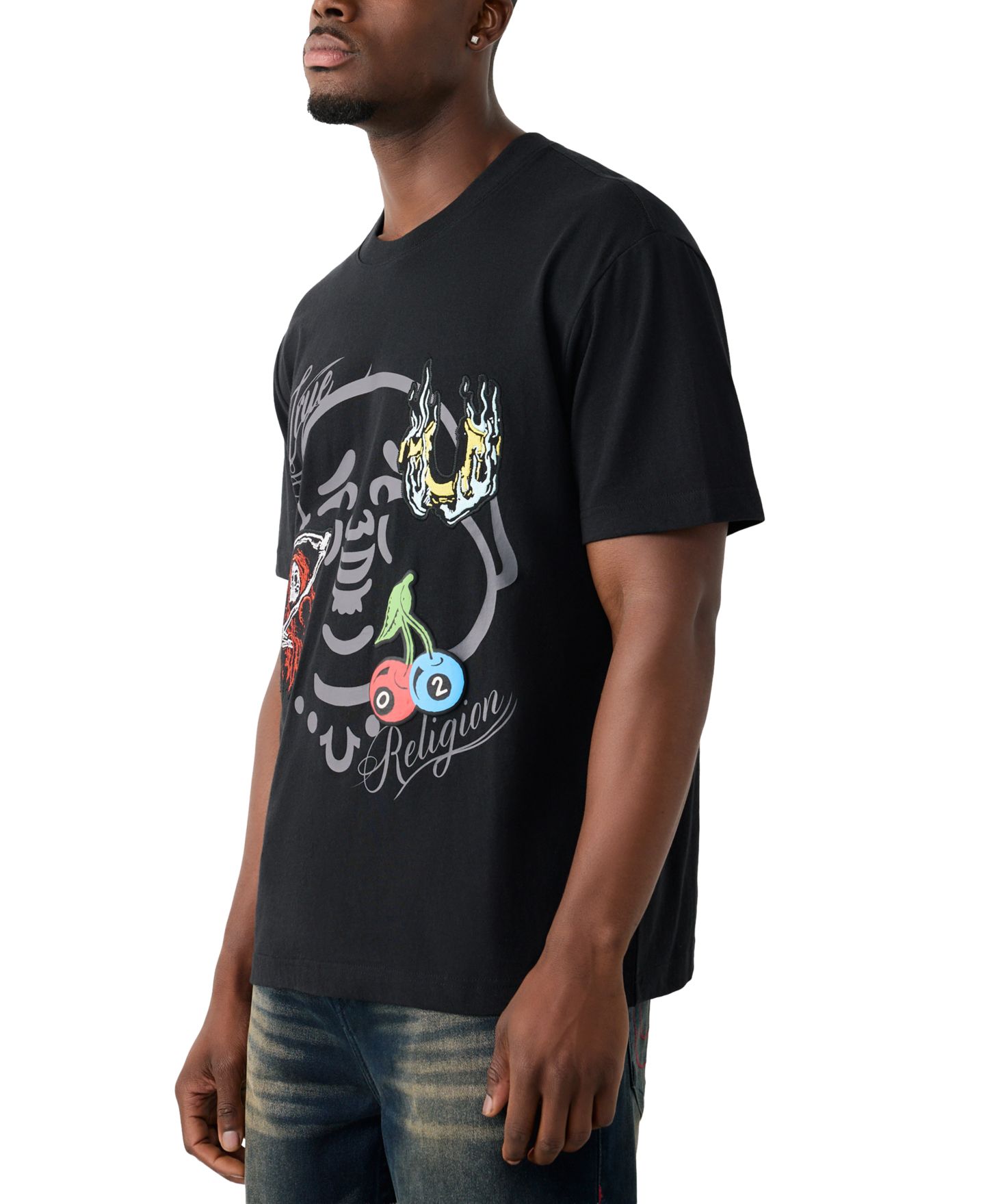 Мужская футболка True Religion Buddha Face Logo Short-Sleeve, цвет: Угольно-чёрный — фото 2