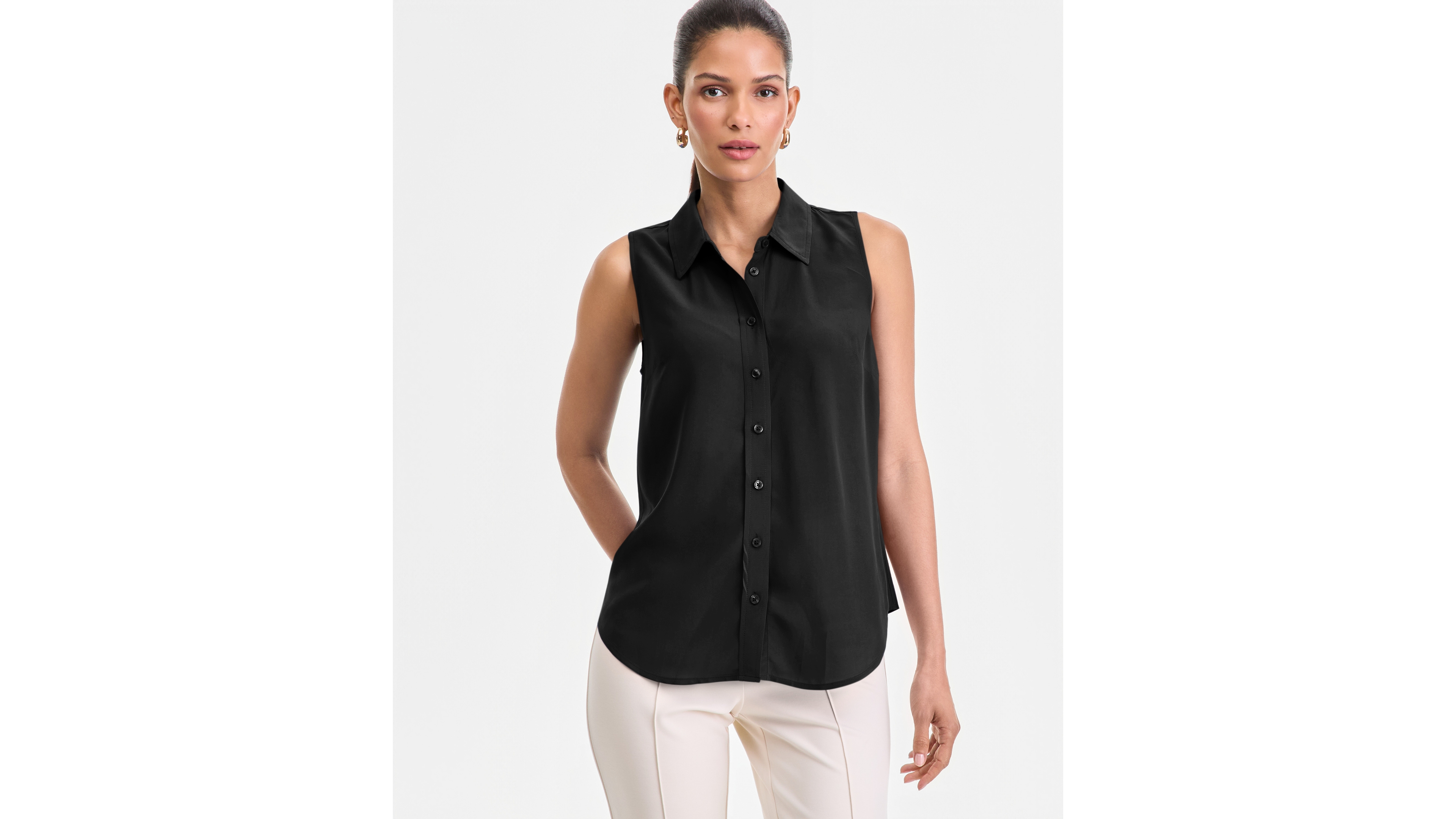 I.n.c. International Concepts Women's Sleeveless Collared Button-Up Blouse, Macy's Exclusive