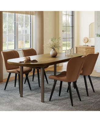 4 Modern PU Leather Dining Chairs with Metal Legs