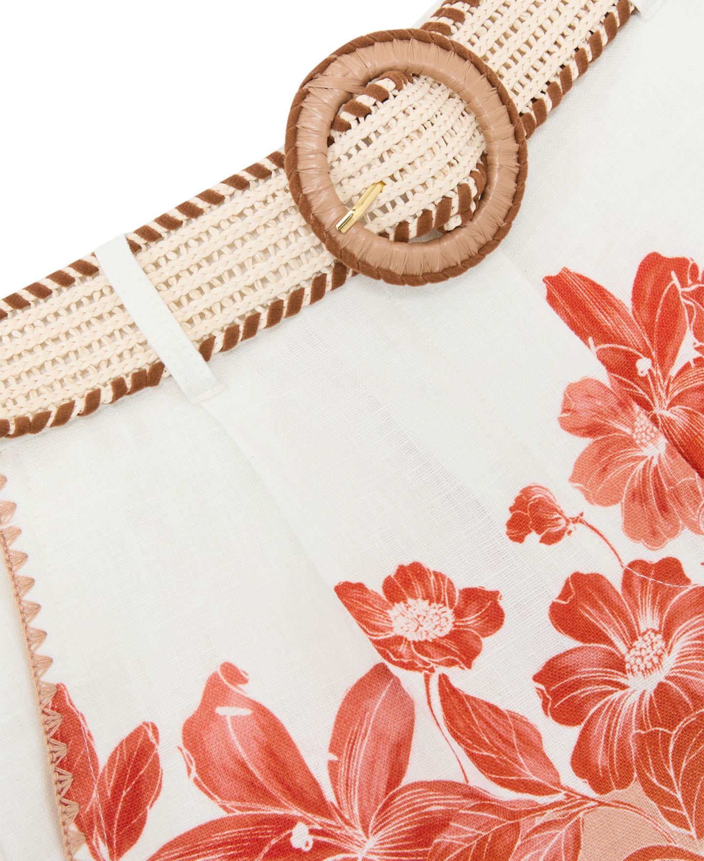 Женские шорты REISS Linen Floral-Print Belted, цвет: Белый / Разноцветный — фото 5