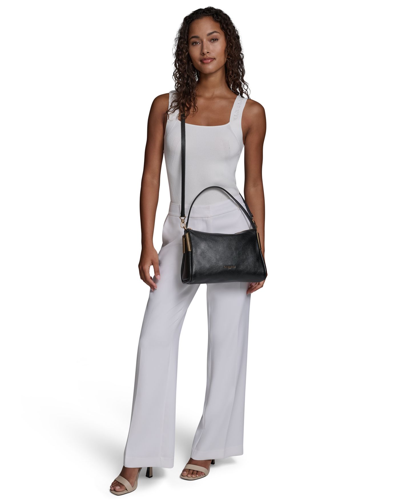 Женская сумка KARL LAGERFELD PARIS Valerie Small Crossbody Handbag, цвет: Чёрный / Золотой — фото 7