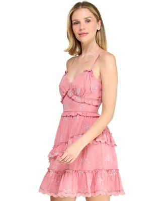 trixxi cocktail dresses Trixxi Women's Cotton Gingham Mini Dress in Plumeria/Pink | Size: Medium