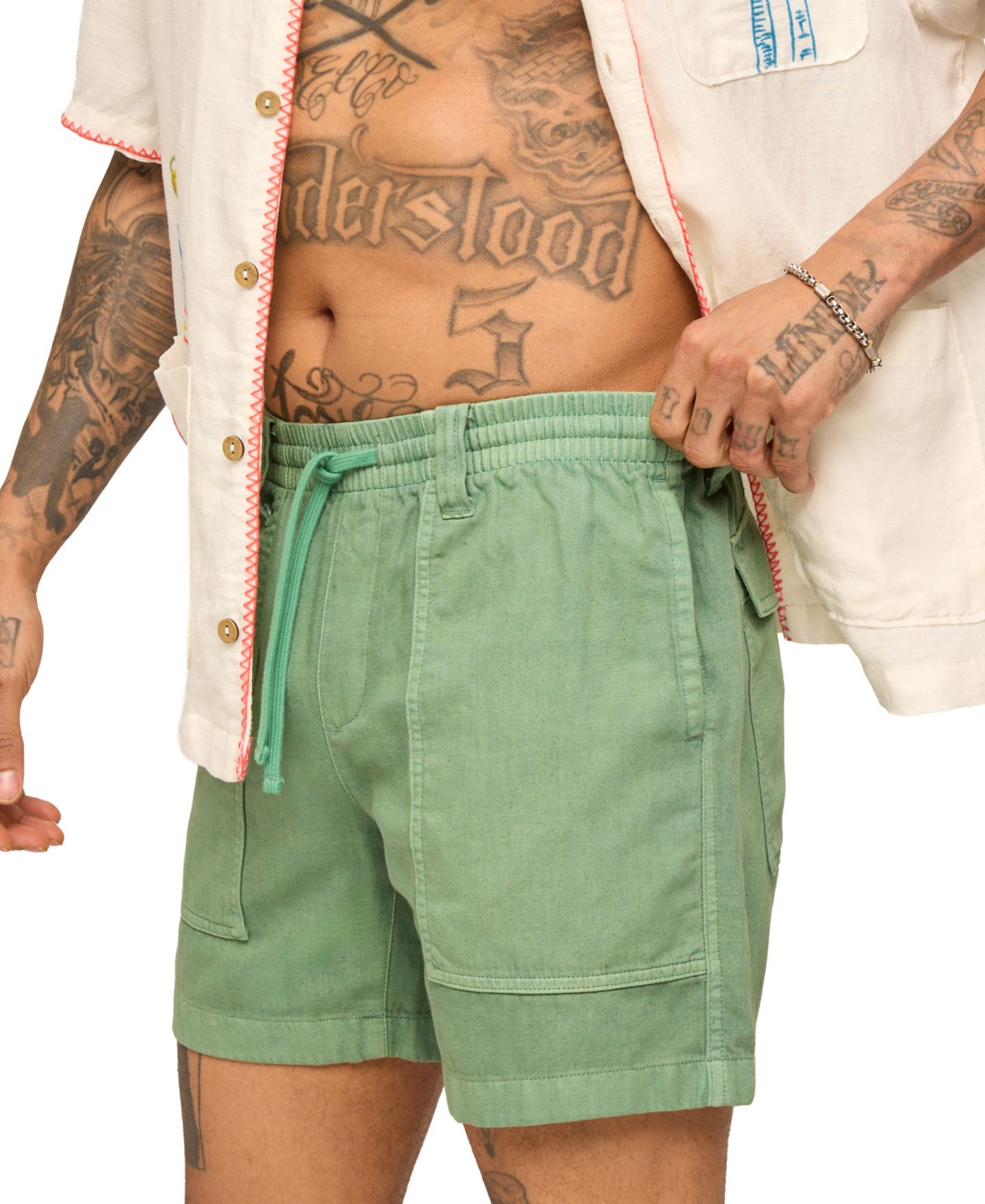 Мужские шорты Chubbies Alcove Greens Off-Duty Pull-On, цвет: Средний зелёный однотонный — фото 2