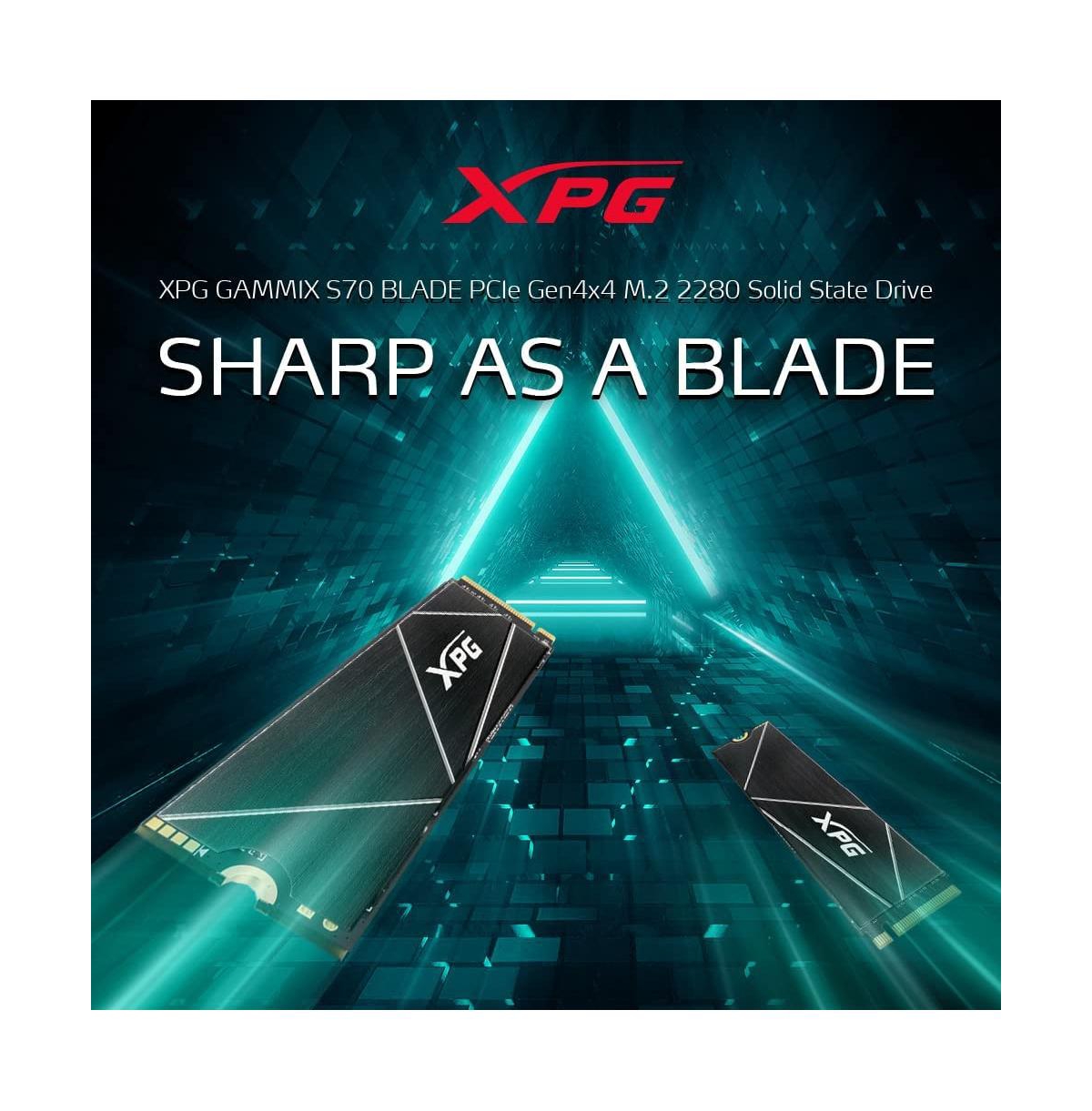 Adata 1TB Gammix S70 Blade - Works with PlayStation 5, PCIe Gen4 M.2 2280 Internal Gaming Ssd Up to 7,400 (AGAMMIXS70B-1T-cs)