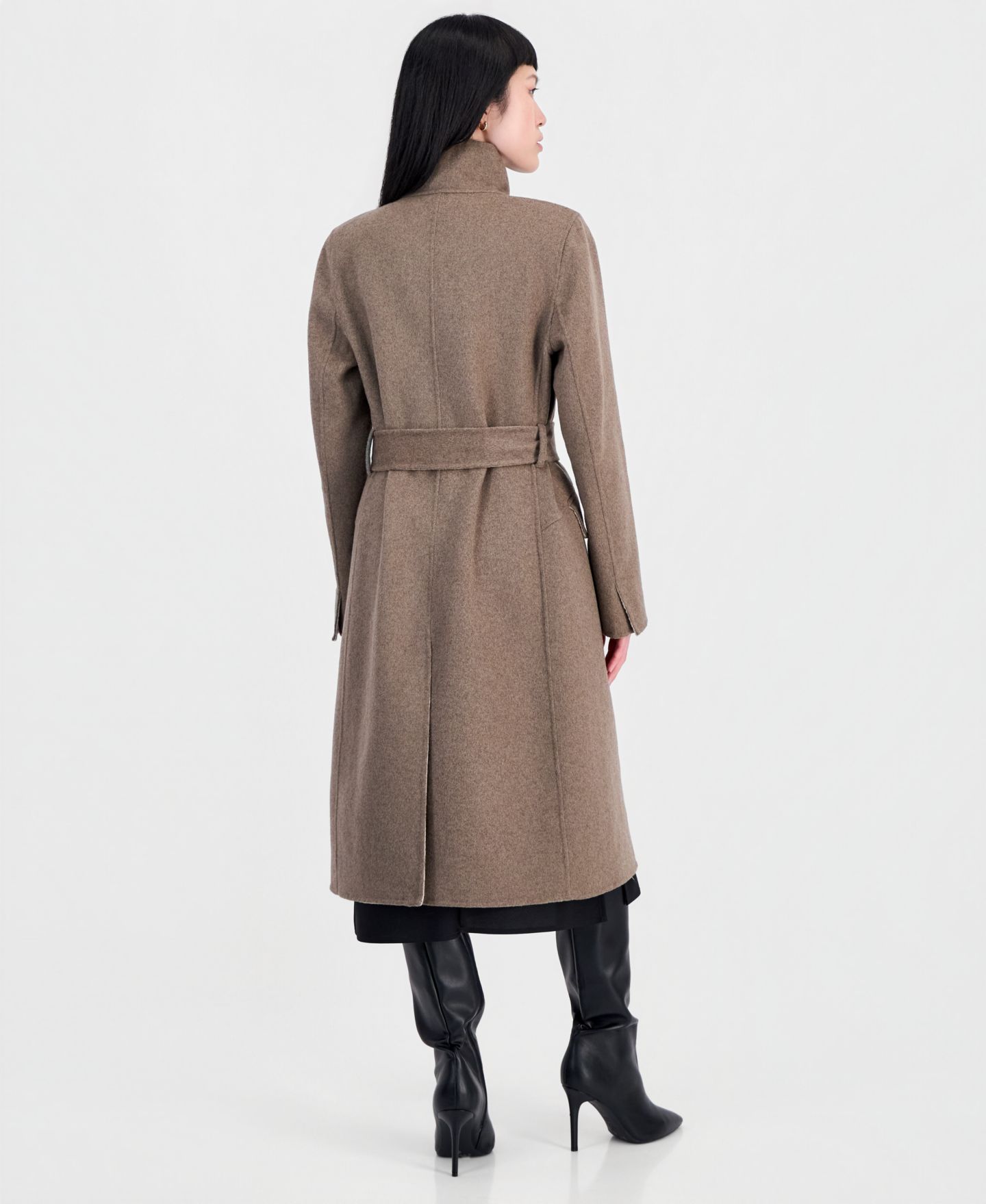 Женское пальто Calvin Klein Double-Faced Wrap, цвет: Овсяный / Коричневый — фото 3