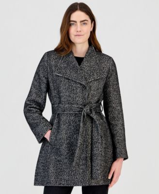 Women's Wing Collar Belted Wrap Coat