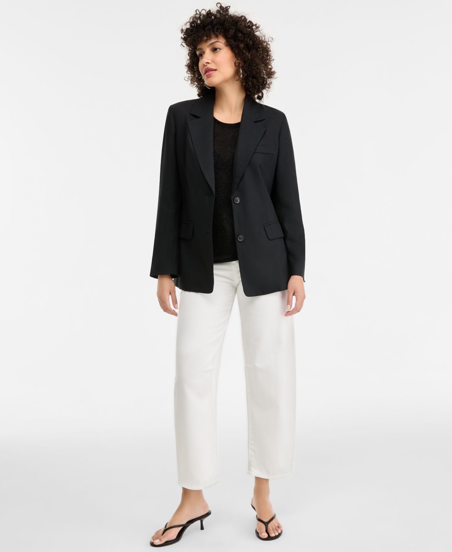 Женский пиджак I.N.C. International Concepts Belted Blazer, цвет: Глубокий чёрный — фото 4
