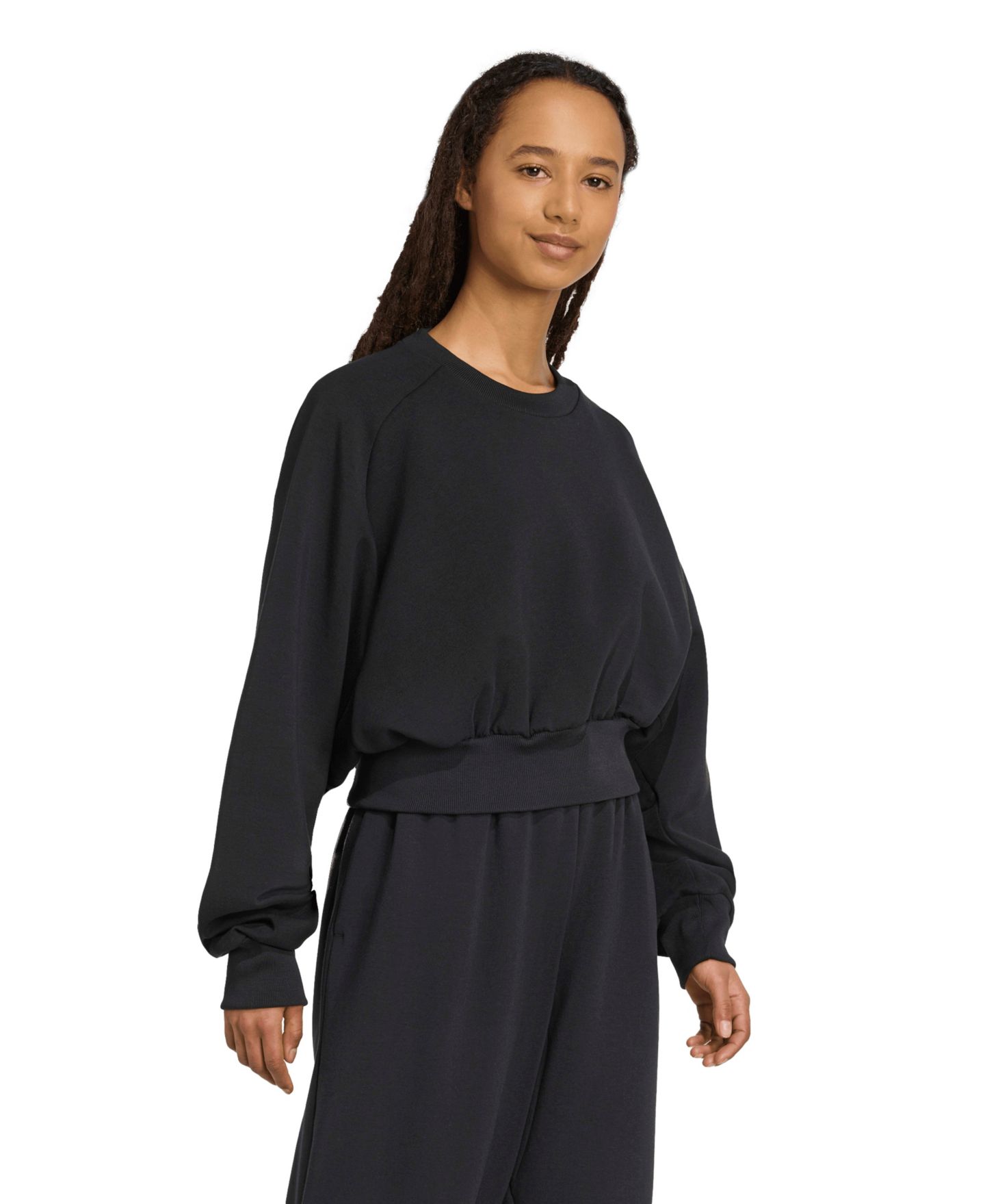Женский свитшот adidas Soft Lux Relaxed Crewneck, цвет: Чёрный — фото 2