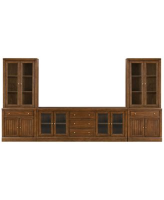 Amren 85" Wood 4-Door Media Console with 2-Door Drawer Base and 2-Door Hutch