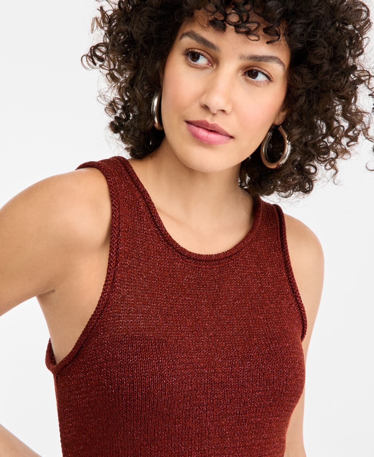 Женский свитер I.N.C. International Concepts Metallic Sweater Tank, цвет: Медный ржавый — фото 3