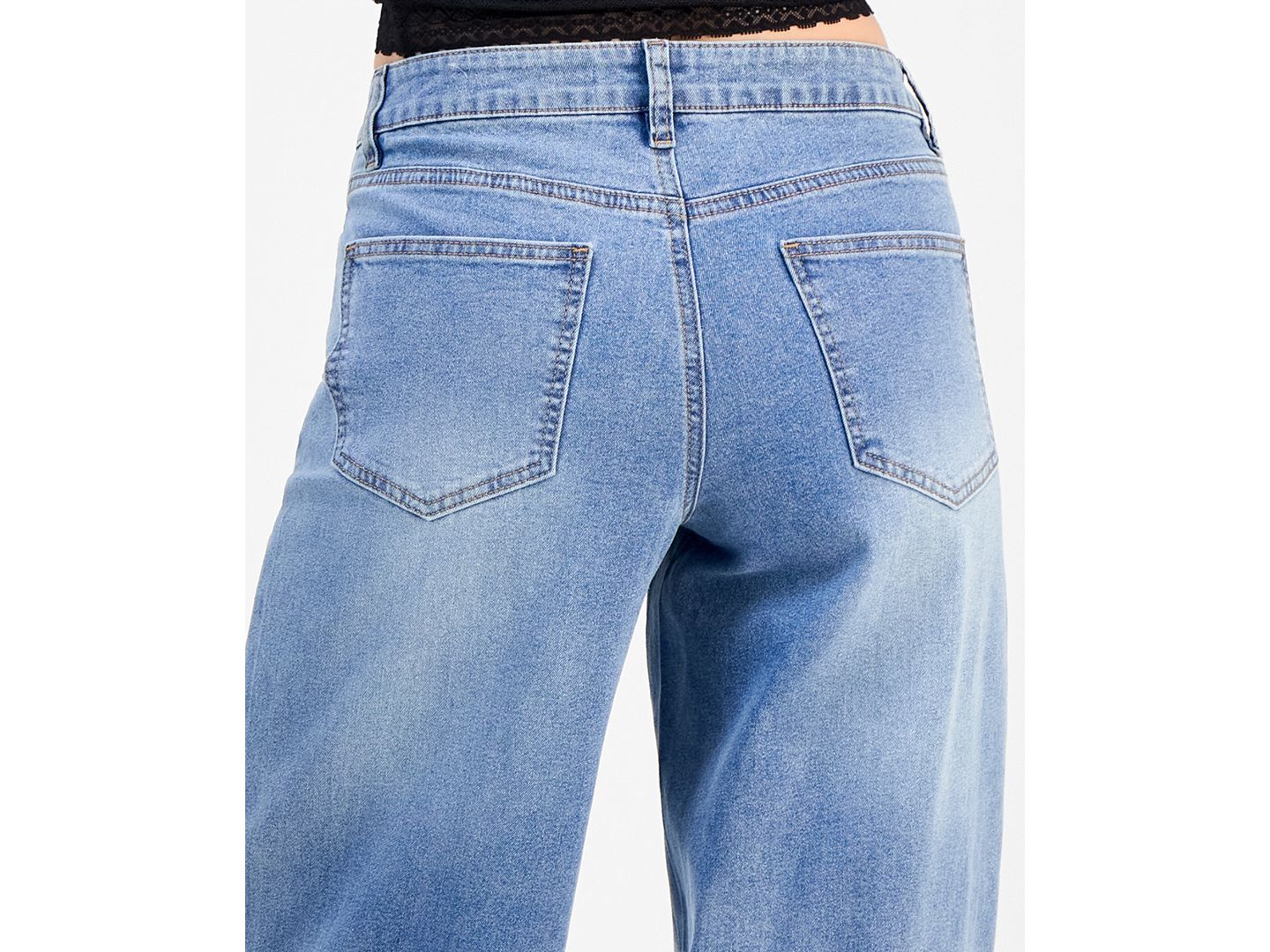 Женские джинсы Madden Girl Juniors' 90s Wide-Leg Faded Star, цвет: Светлая варка — фото 4