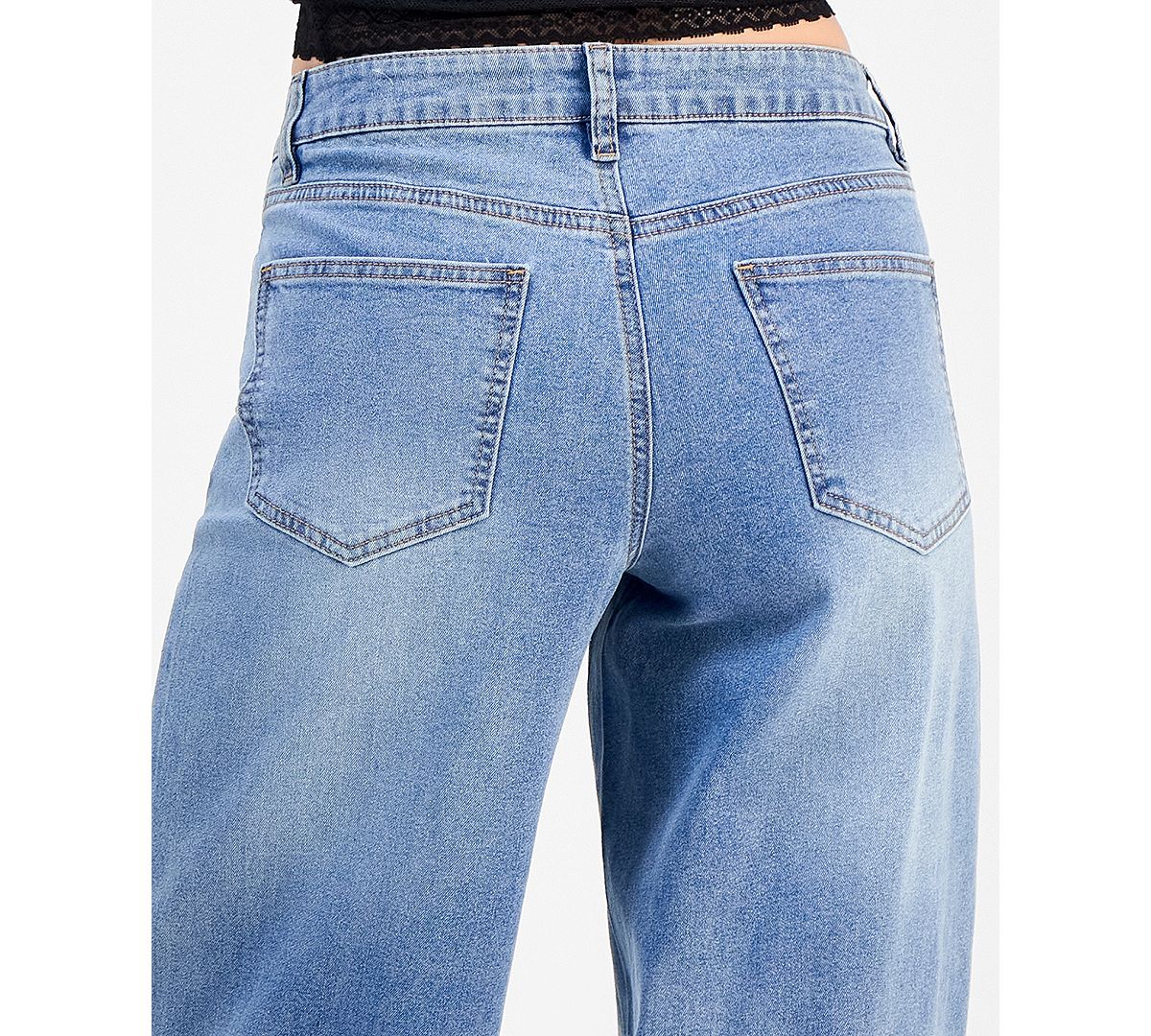 Madden Girl Juniors' 90s Wide-Leg Faded Star Jeans view 4 — MAYCSS fashion products
