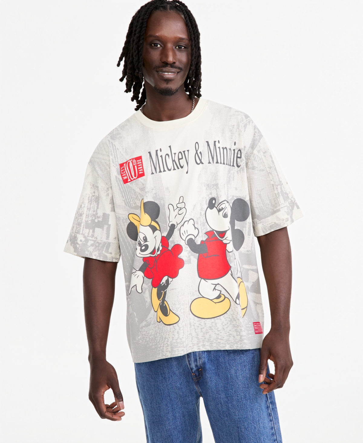 Disney | Macy's Men's & Women's 100th Thanksgiving Day Parade Oversized Graphic Mickey Minnie T-Shirt, Exclusive