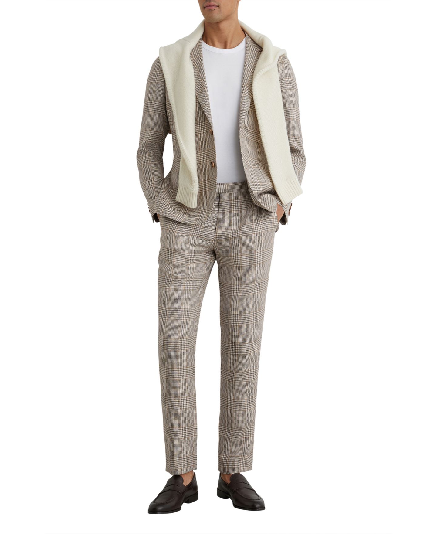 Мужские брюки REISS Epsom Prince Of Wales Check Mixer Pant, цвет: Овсяный коричневый — фото 2