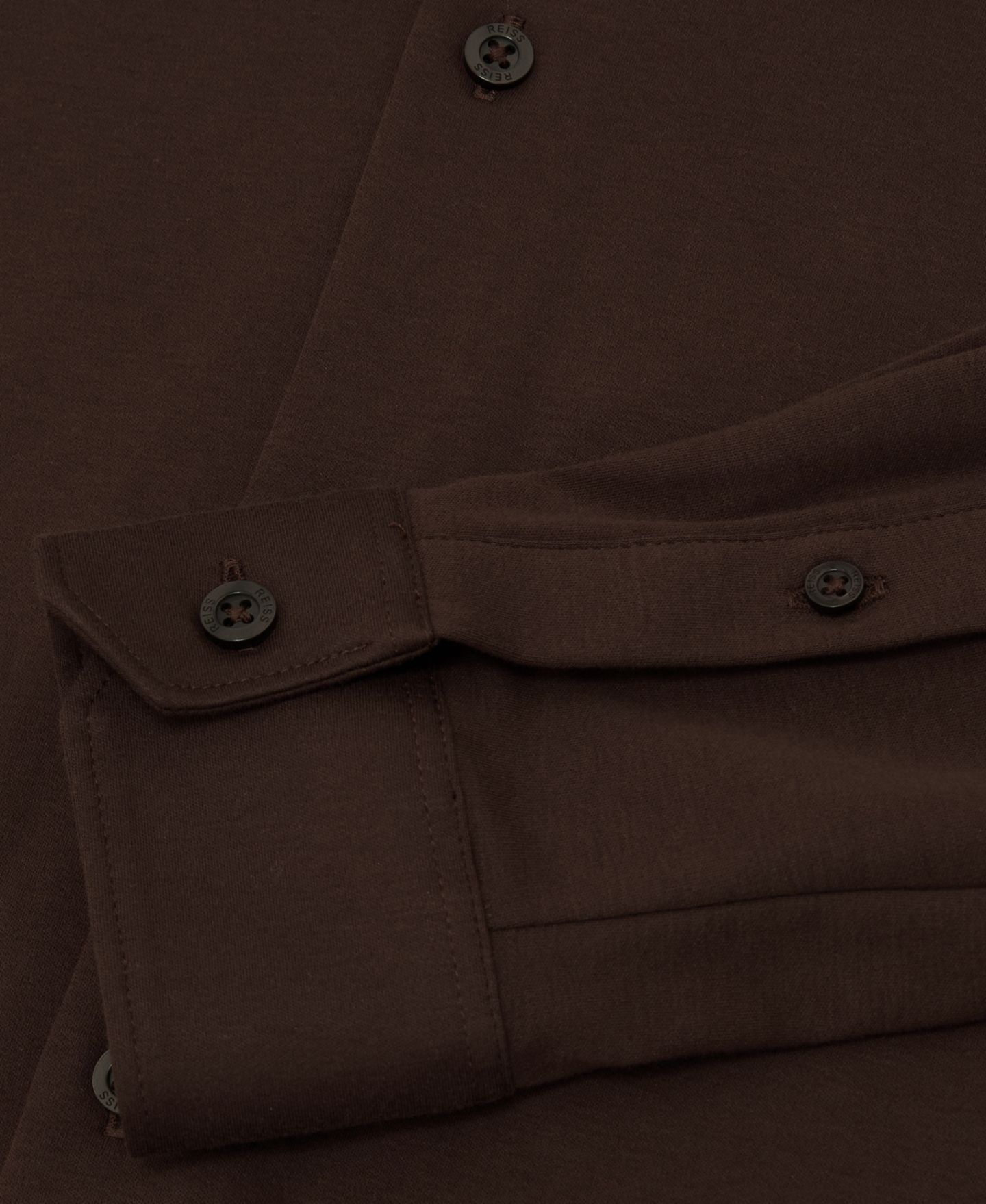 Мужская рубашка REISS Duke Air-Water Cotton Button-Through, цвет: Коричневый — фото 4