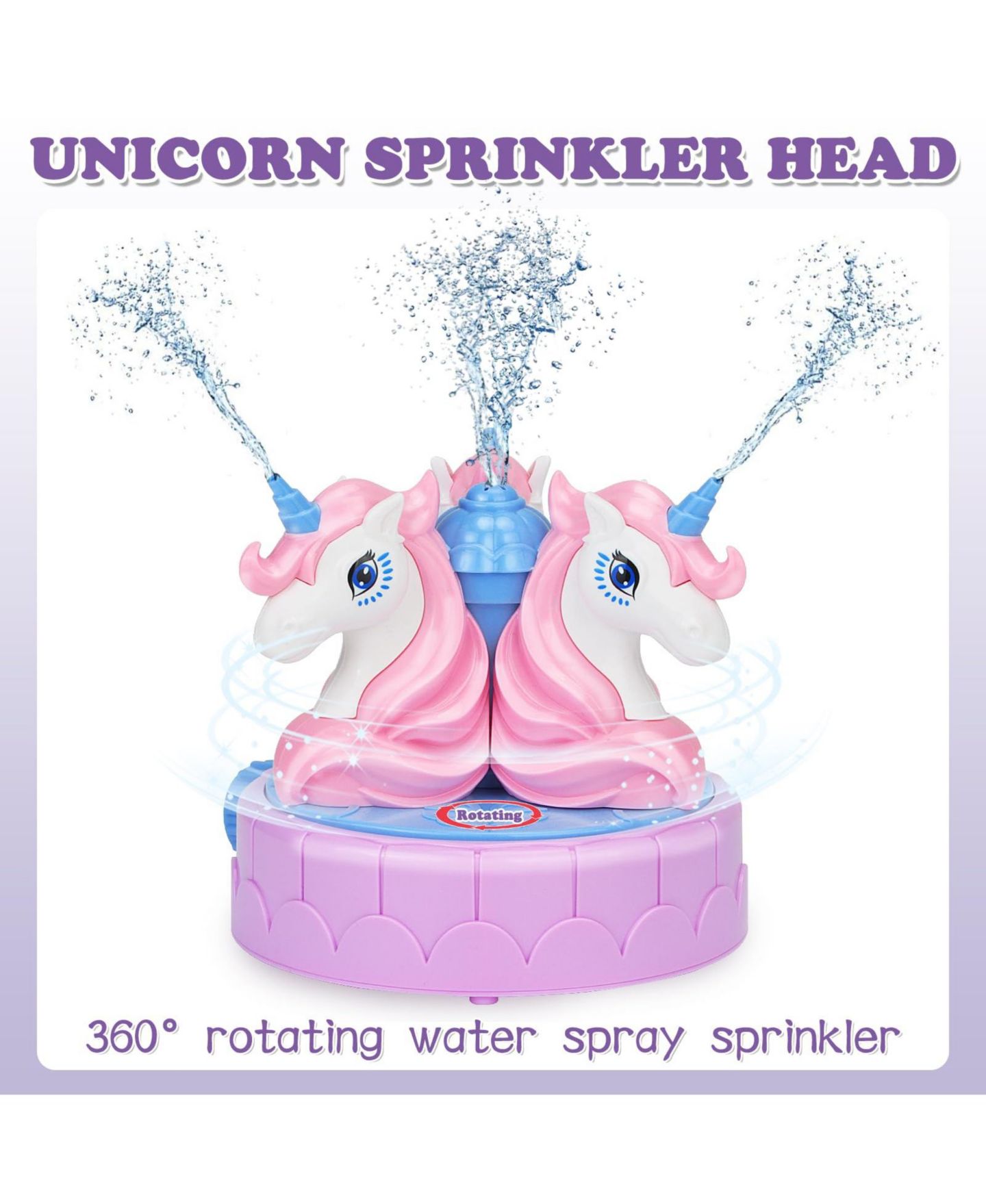 Детская игрушка GNUADZ Unicorn Rotating Sprinkler with 10-Foot Spray Reach, Ages 3+, цвет: Розовый — фото 3
