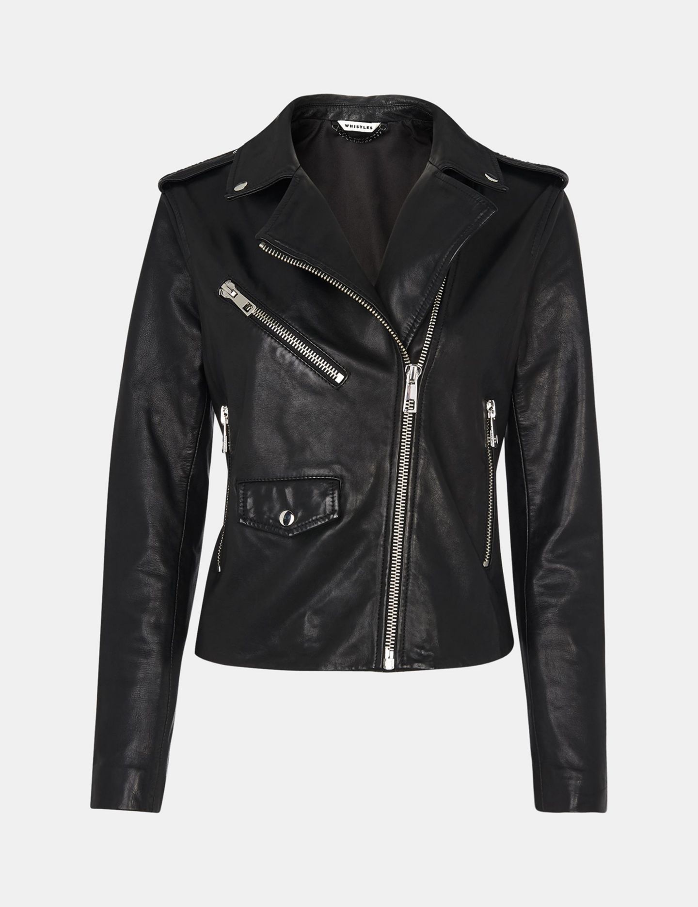 Женская куртка Whistles Agnes Pocket Leather, цвет: Чёрный — фото 2