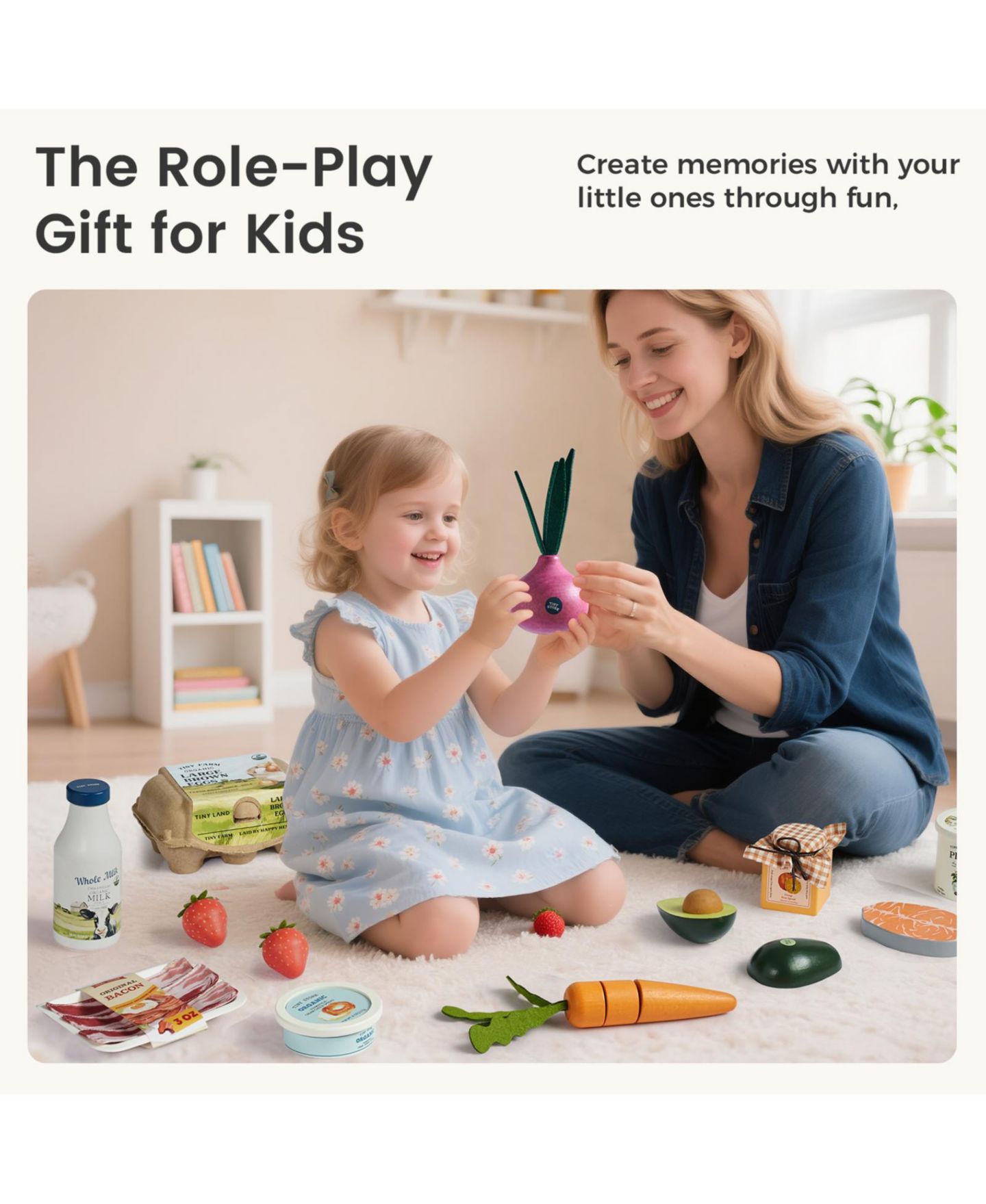 Детские игрушки Tiny Land Dairy Wooden 7-Piece Play Set, Ages 3+ — фото 7