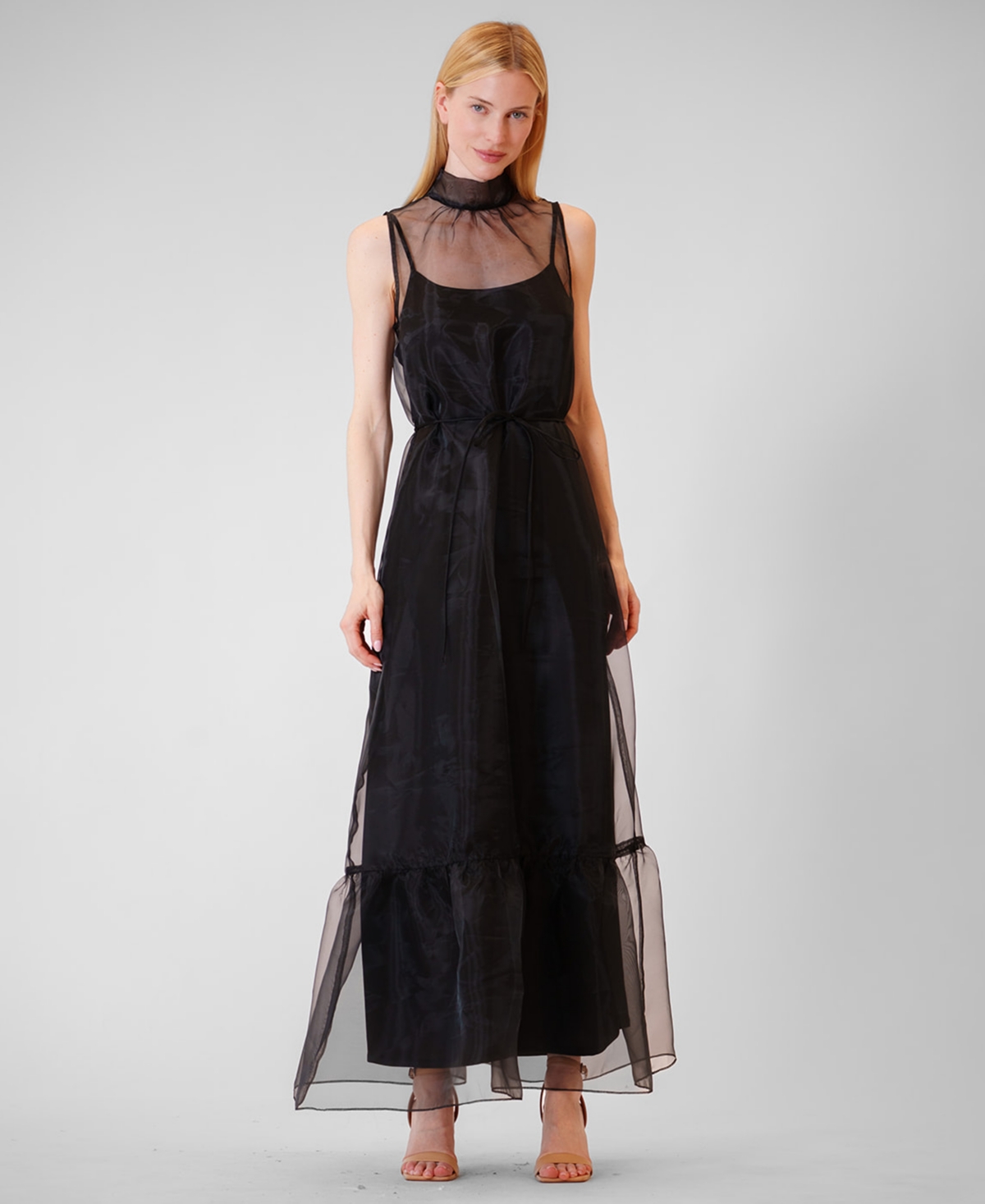 julia jordan Women's Polyester High Neck Overlay Dress