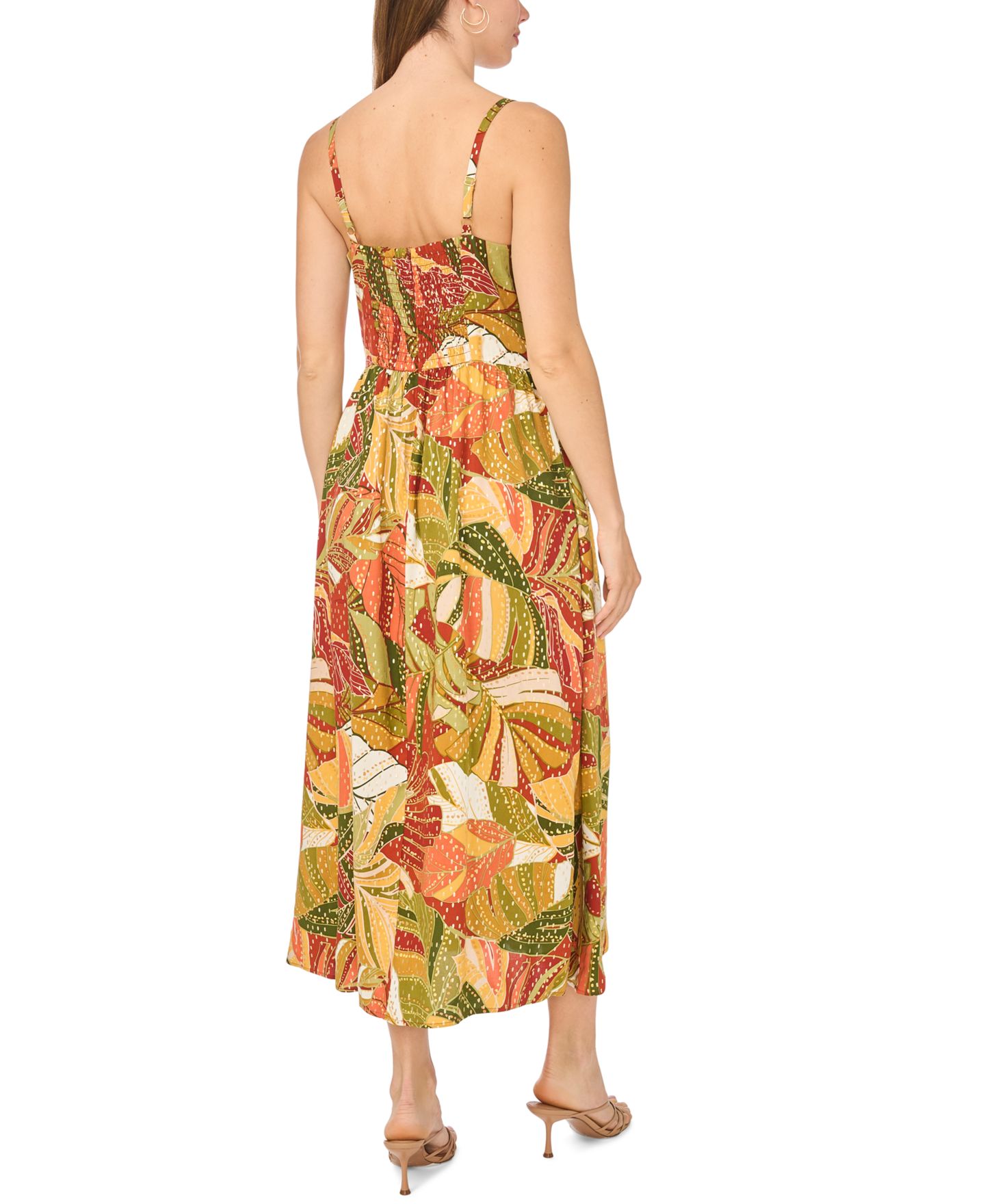 Женское платье MSK Floral Challis Smocked Maxi, цвет: Мягкий кремовый — фото 3