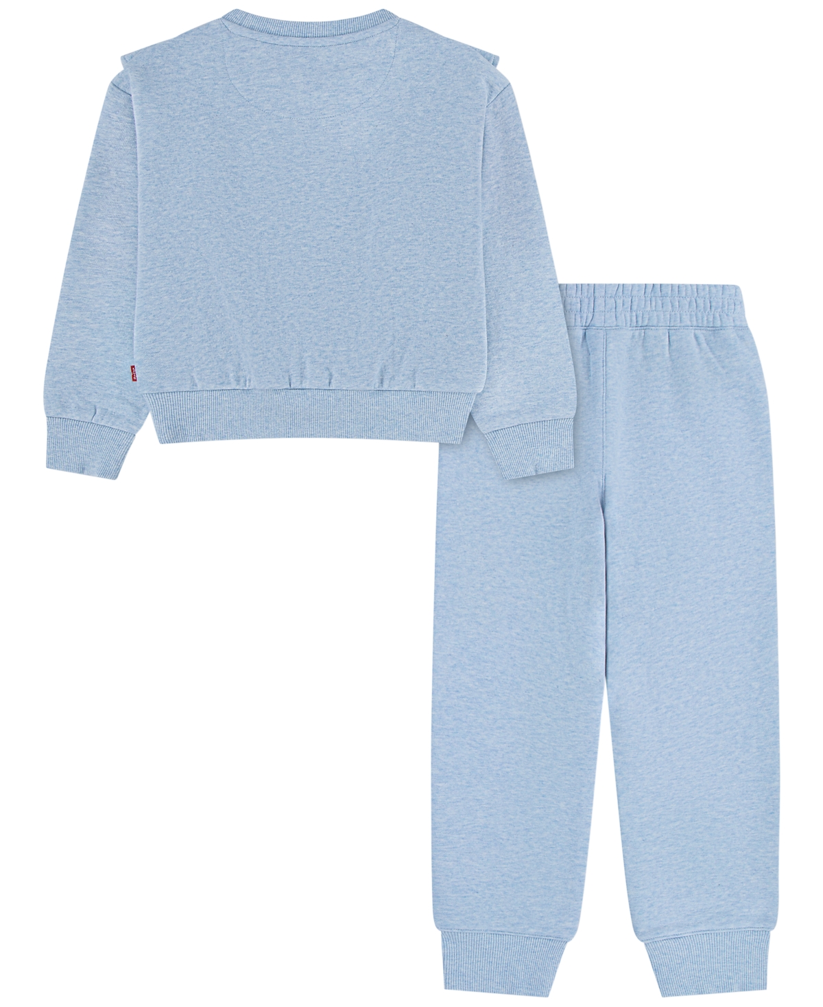 Levi's Girls' 4-6X Ruffled Crewneck Sweatshirt and Jogger Pants, 2-Piece Set