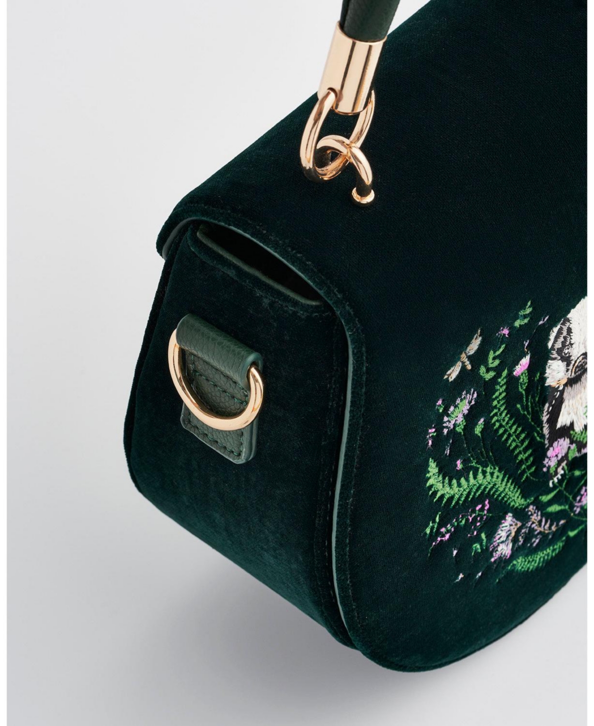 Fable England Badger Embroidered Top Handle Saddle Bag