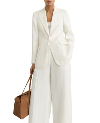 Women's Linen-Blend Single-Breasted Suit Blazer