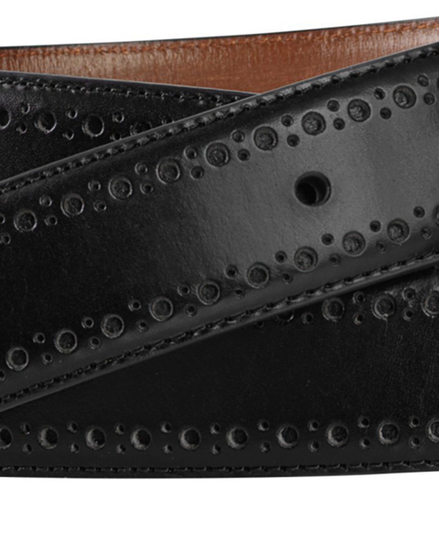 Мужской ремень Johnston & Murphy Metal Buckle Leather Belt, цвет: Чёрный — фото 3