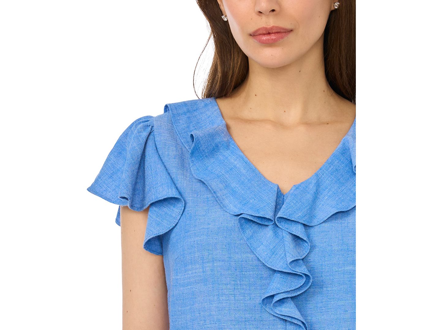 Женский топ CeCe Ruffle V-Neck Flutter-Sleeve, цвет: Тёмно-синий — фото 4