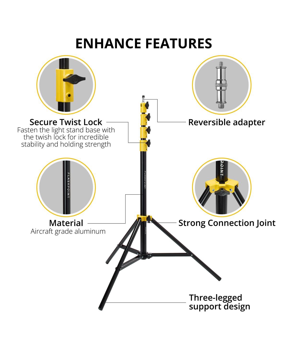 Glow Ez Lock 36" Quick Octa Large Bowens Softbox, Bundle with 9.5' Air Cushioned Light Stand