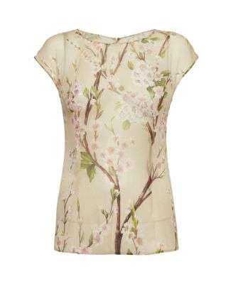 Women's Floral Print Chiffon Sheer Top