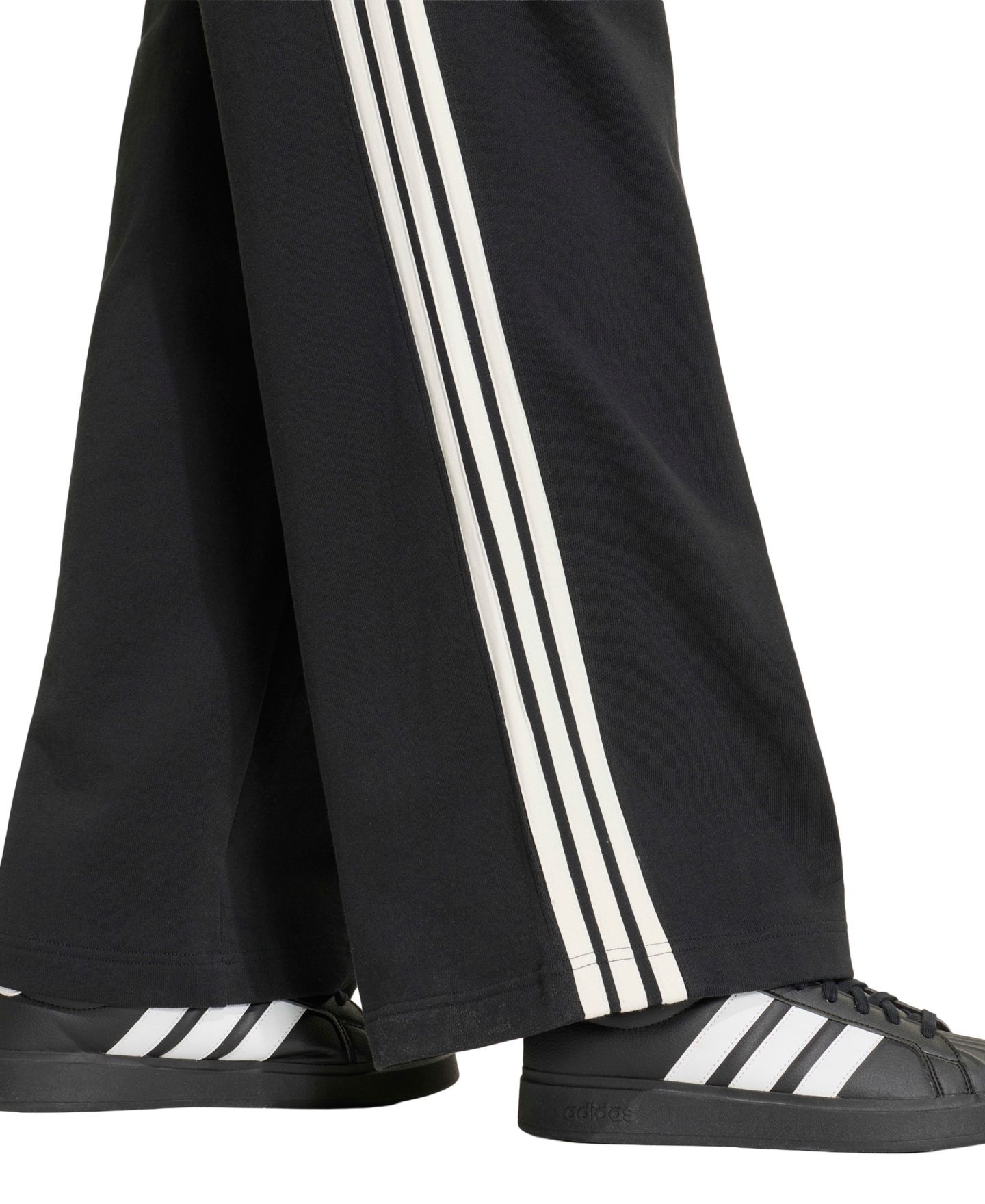 Женские брюки adidas 3-Stripes Wide, цвет: Чёрный / Молочный белый — фото 4