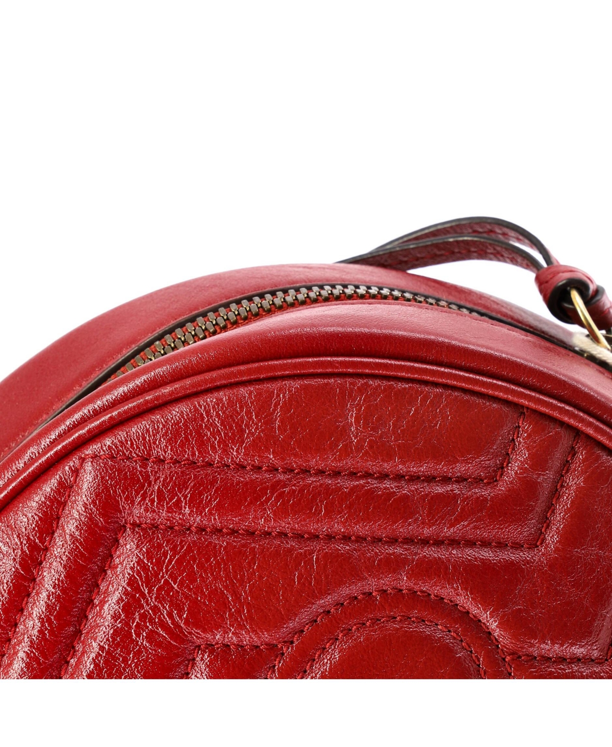 Pre-Owned Gucci Mini Gg Marmont Round Shoulder Bag Matelasse Leather
