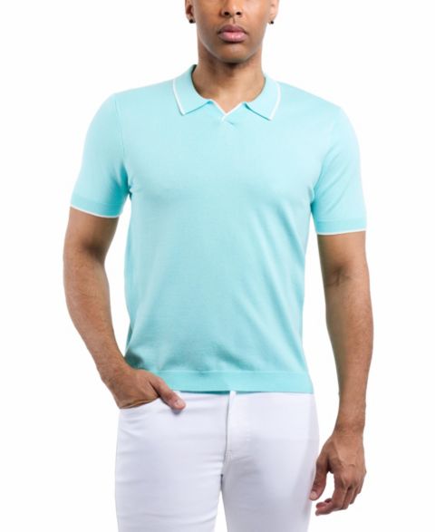 Мужские рубашки XRAY Johnny Collar Sweater Polo, цвет: Аквамариновый