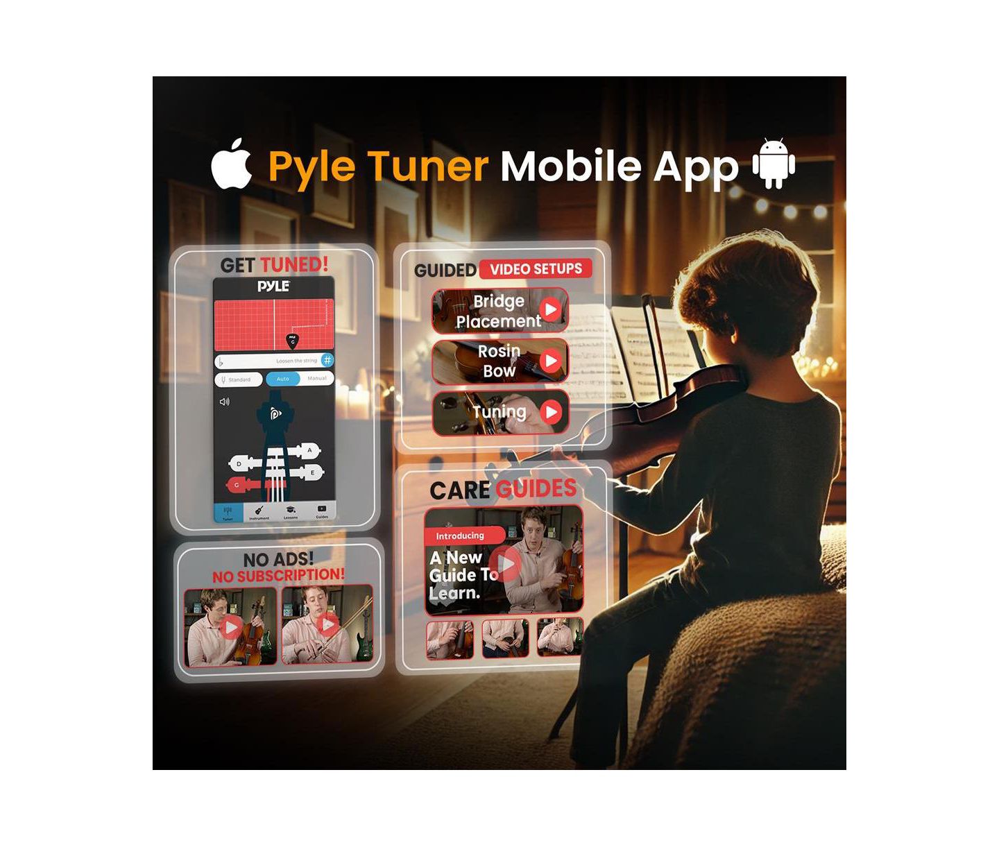 Детские игрушки Pyle 3/4 Size Beginner Violin Starter Kit, Ages 5+ — фото 4