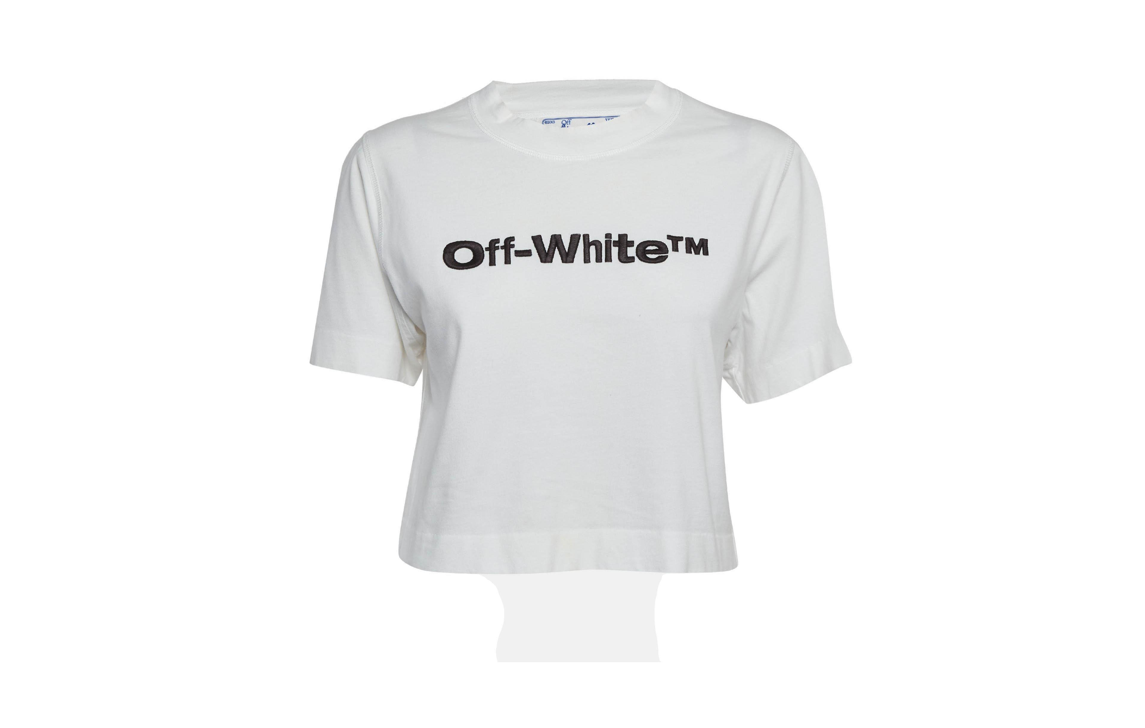 Pre-Owned Off-White Women's Logo Embroidered Crop T-Shirt