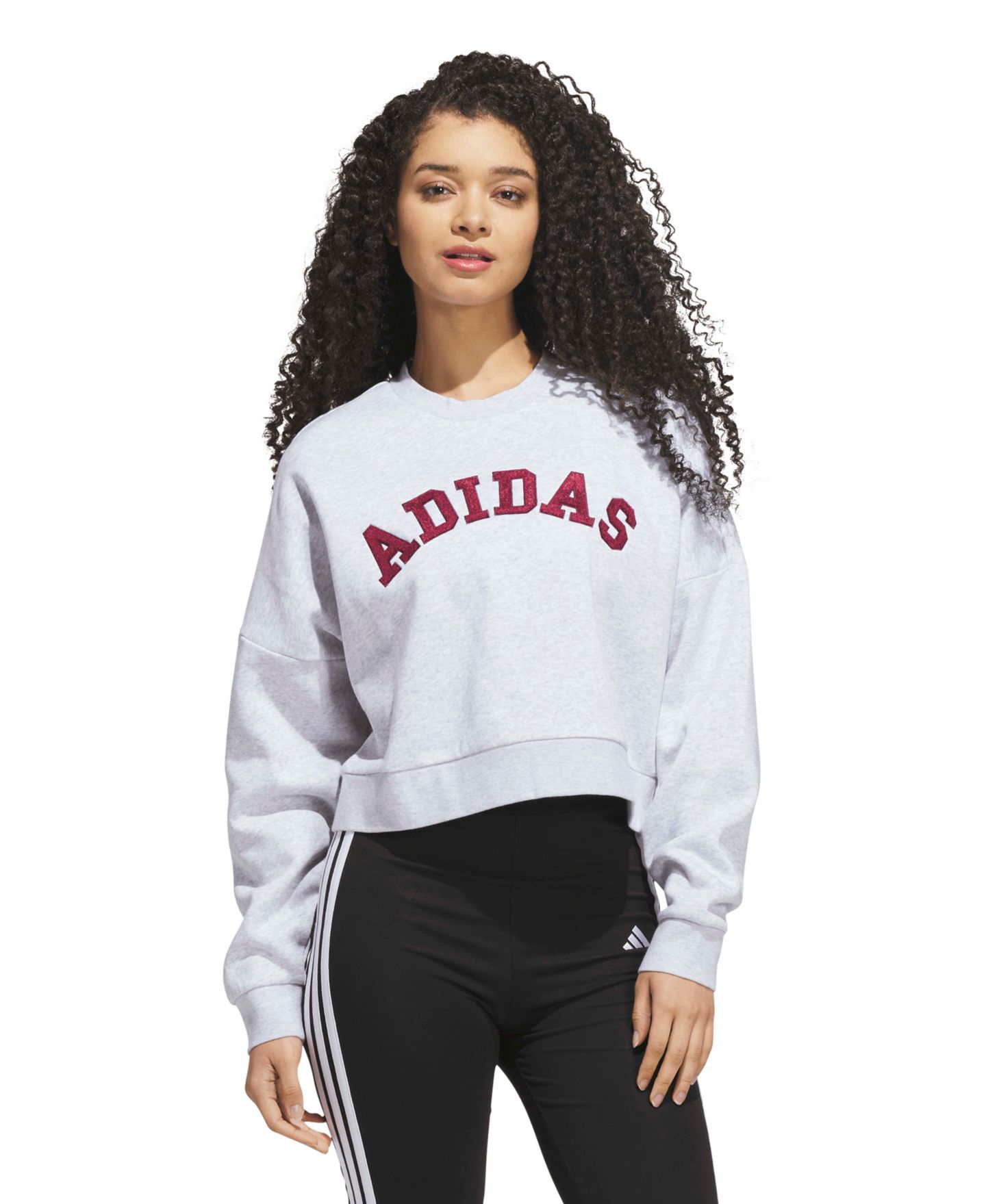 Женский свитшот adidas Chenille Logo Graphic, цвет: Светлый серый меланжевый — фото 1