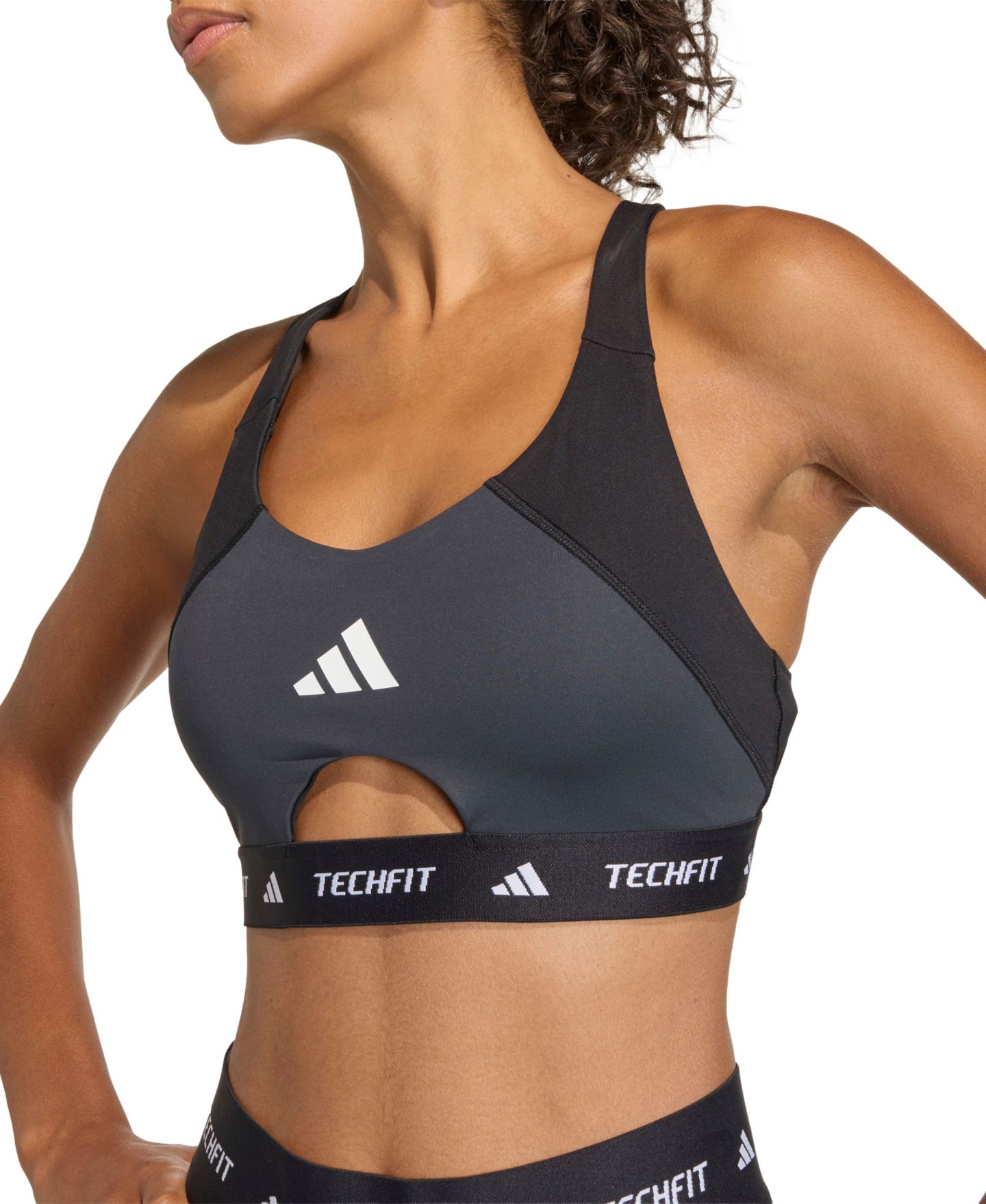 Бра Training, средняя поддержка, колорблок — adidas, цвет: Чёрный / Карбоновый — фото 3