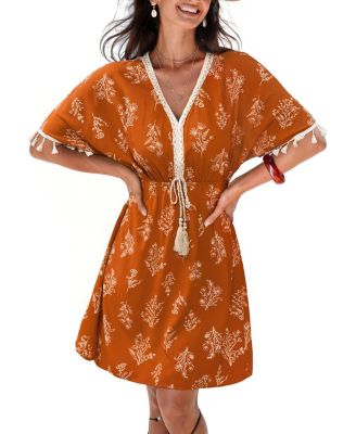 Women's Boho V-Neck Mini Beach Dress