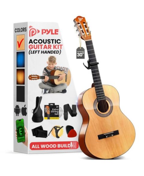 Детские игрушки Pyle 30" Left-Handed Classical Acoustic Guitar with Accessory Kit, Ages 4+, цвет: Коричневый