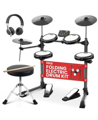 Electronic Drum Set 4 Quiet Mesh Pads 180 Sound Styles 3 Cymbals 2 Pedals Throne Headphones USB MIDI for Beginners