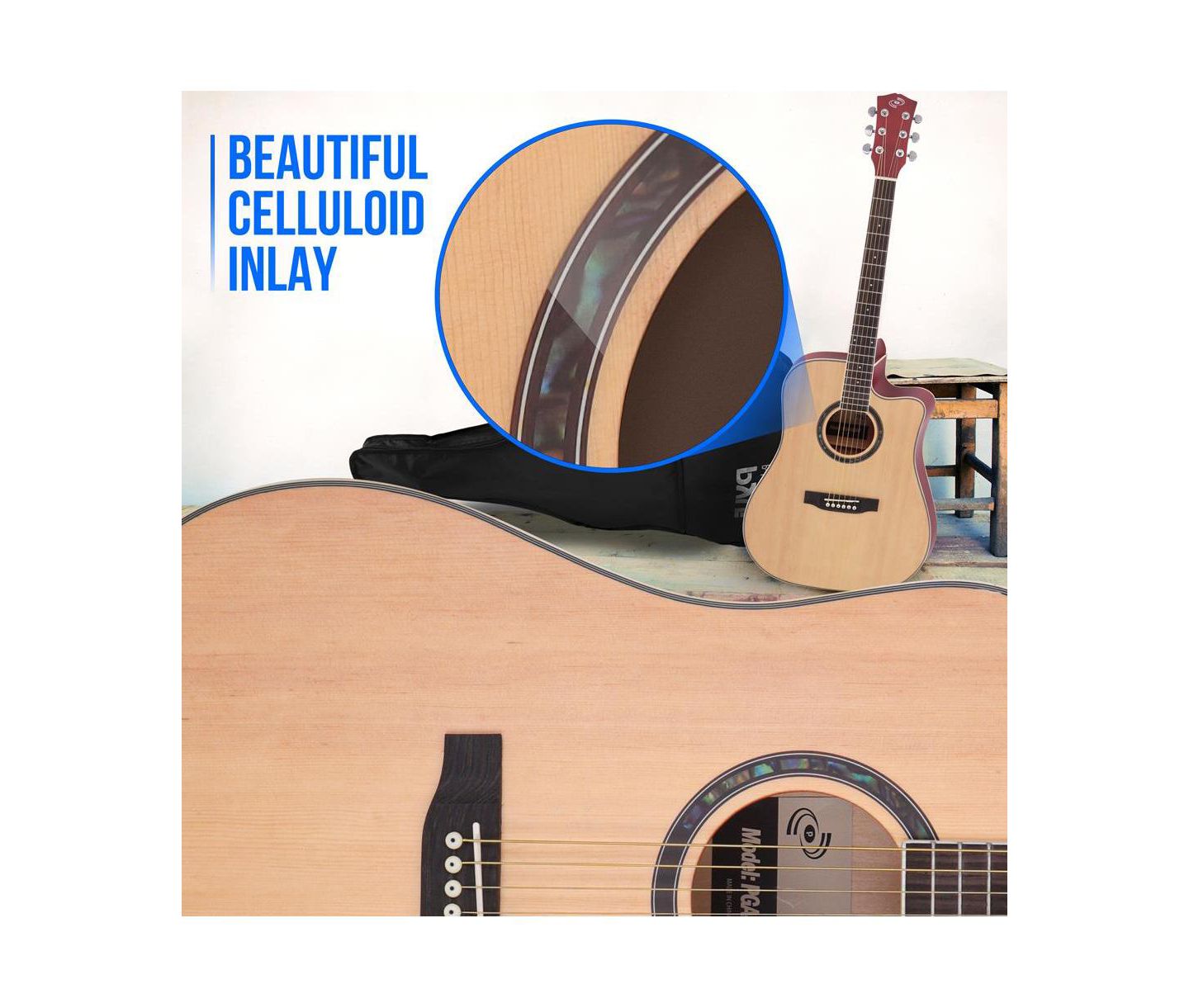 Детские игрушки Pyle 41" Acoustic Guitar Kit with Cutaway Body, Accessory Pack - Natural Finish, PGA480NT — фото 3