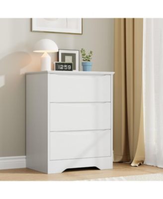 3 Drawer Tall Wood Dresser, Modern Storage Chest with Wide Top for Bedroom