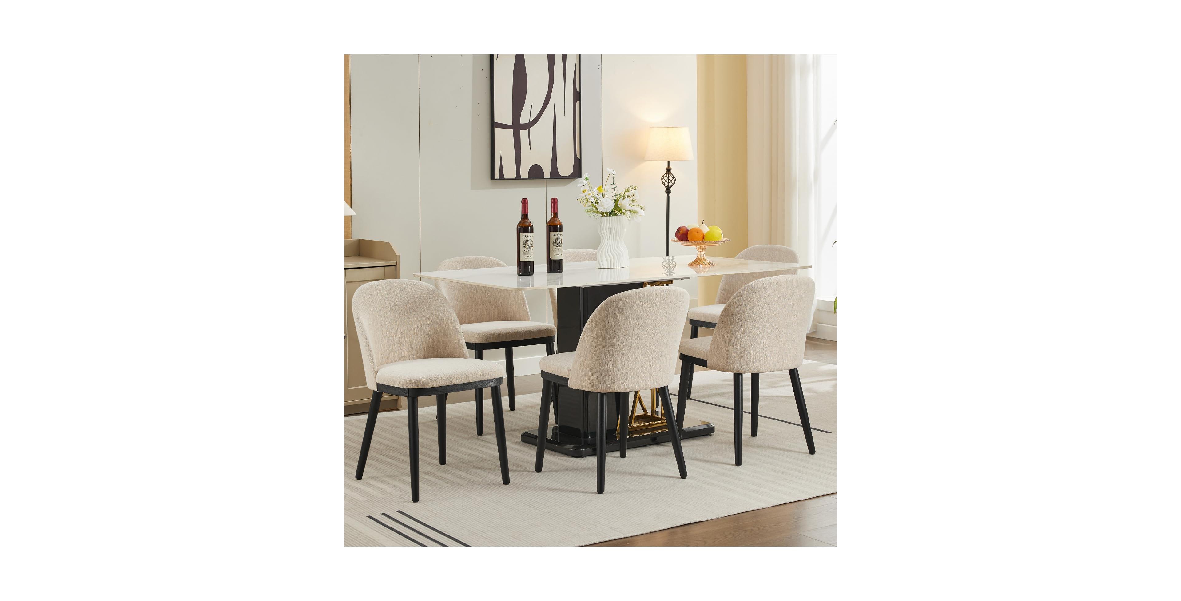 gaomon Upholstered Kitchen Dining Chairs, Set of 6, High Back
