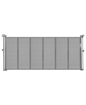 Retractable Mesh Pet Gate 34 in Tall Extends to 71 in Wide One-Hand Open