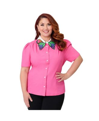 Plus Size Blouse With Embroidered Collar