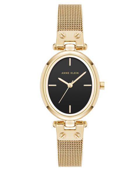 Женские часы Anne Klein Quartz Oval Gold-Tone Stainless Steel Mesh 26mm