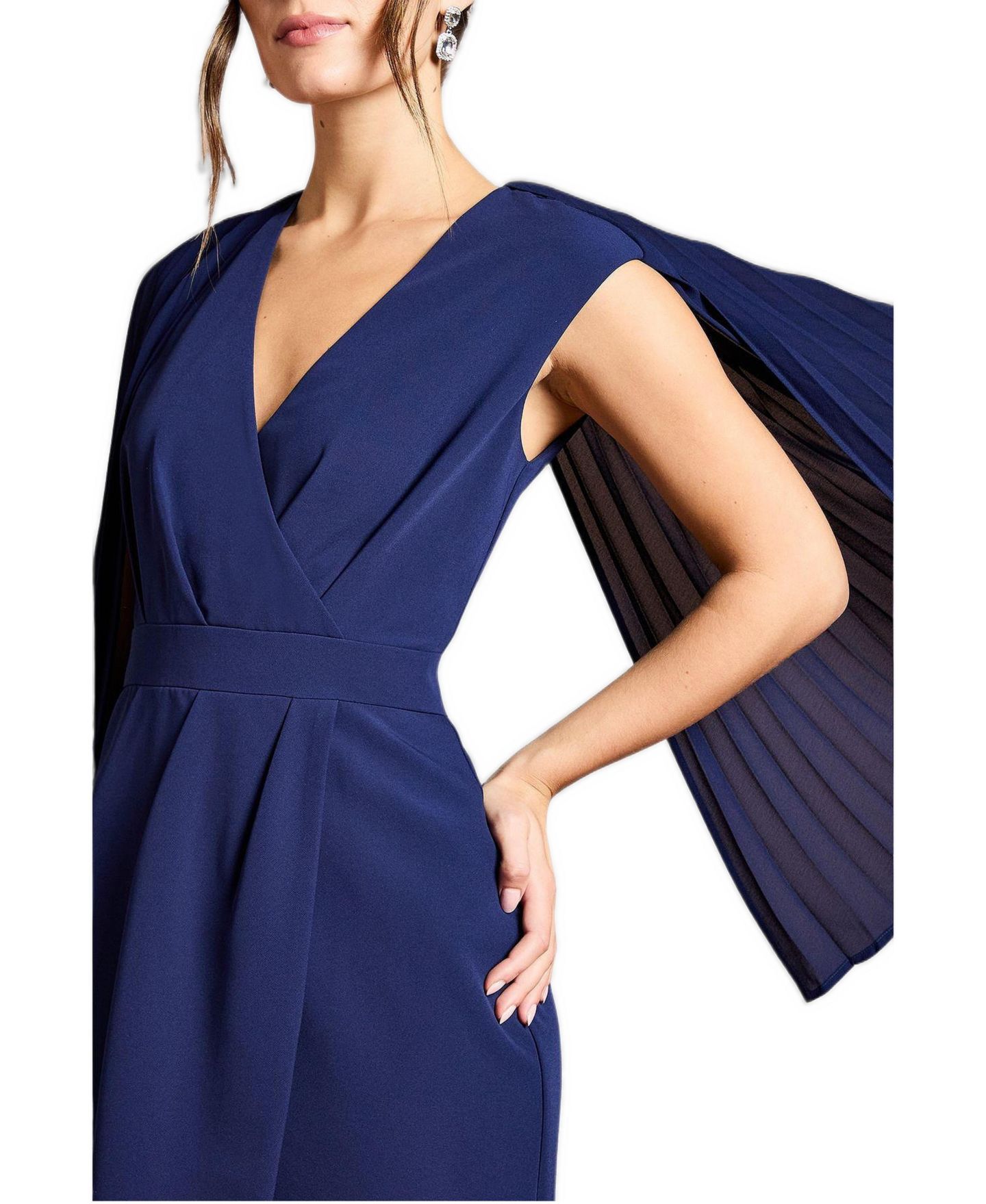 Женское платье Coast Pleated Cape Detail Crepe Pencil, цвет: Тёмно-синий — фото 2