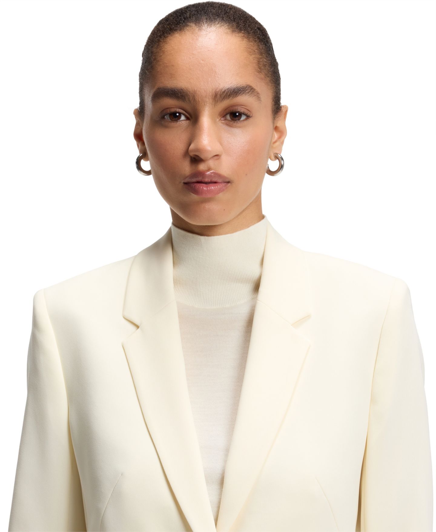 Женский пиджак Hugo Boss BOSS by Japanese Crepe Slim-Fit Blazer, цвет: Бежевый — фото 2