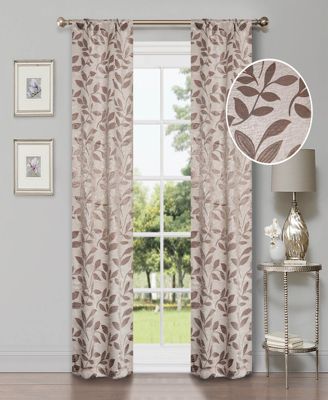 Leaves Machine Washable Room Darkening Blackout Curtains, Set of 2